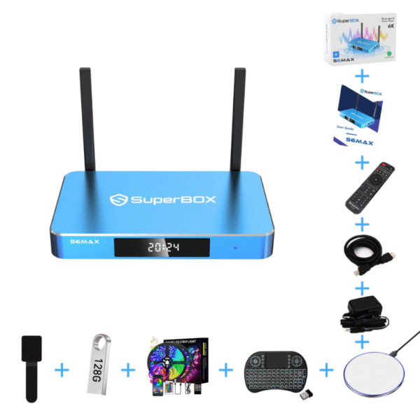 SuperBox S6 MAX 2025 Newest Pack 4G+64G Powerful Smart TV Box,Time Shift, Parental Control Time,Super Powerful TV Box with Voice Remote Control,Ideal for Home