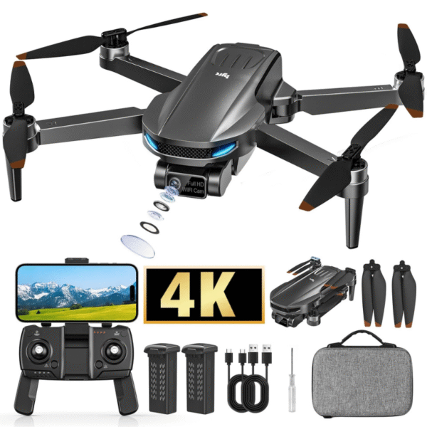 Loheer G09 GPS Drone with Camera for Adults 4k, RC Quadcopter Auto Return Home, 2 Batteries, Black